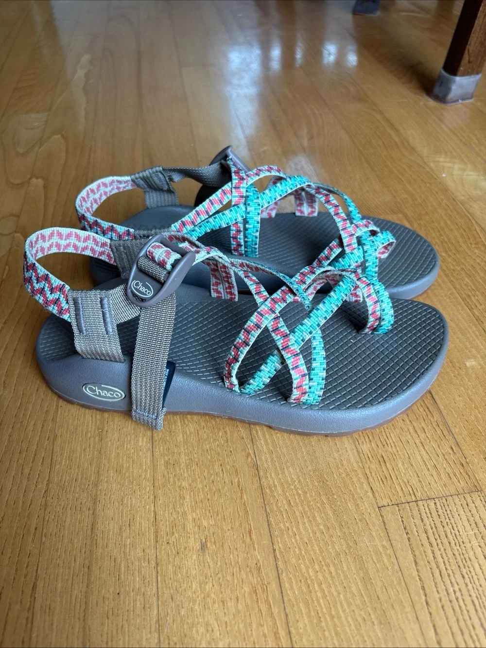 Chaco ZX/2 Classic Sandals Dolman Pine Taupe Red Green Womens Sz 8 Hiking Arch